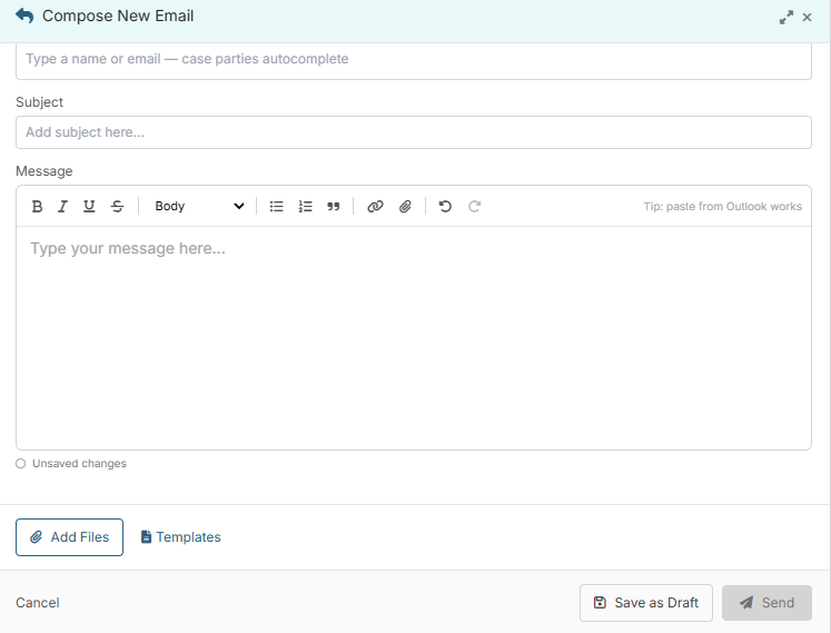 Lore built-in email client interface